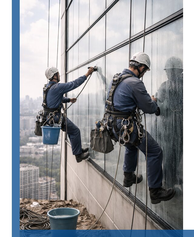 Профессиональная мойка фасадных окон альпинистами в Лениногорске