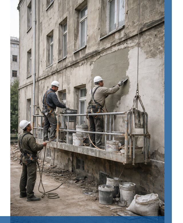 Капитальный ремонт фасада в Лениногорске от 4334 р. | ВЫСОТНИК-Лнр