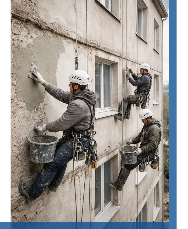 Ремонт штукатурного фасада в Лениногорске от 774 р. под ключ | ВЫСОТНИК-Лнр