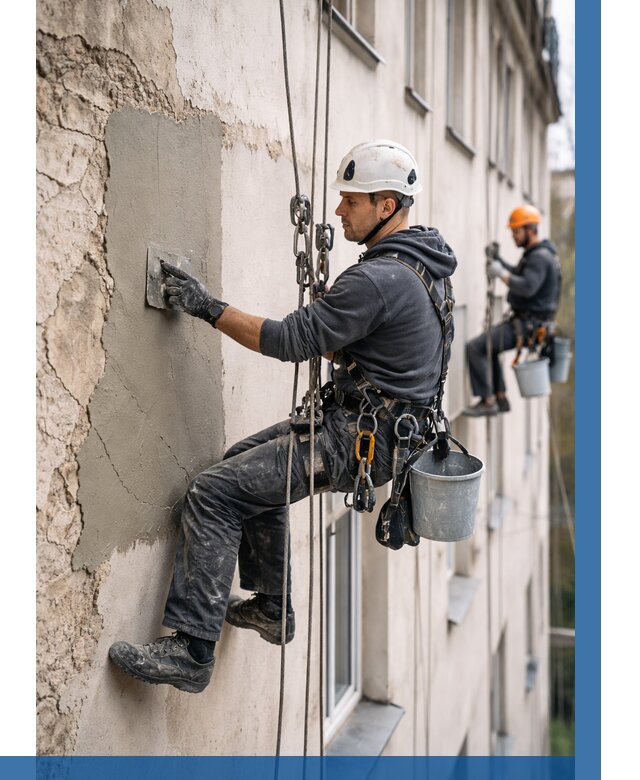 Восстановление штукатурки фасада в Лениногорске от 1238 р. | ВЫСОТНИК-Лнр