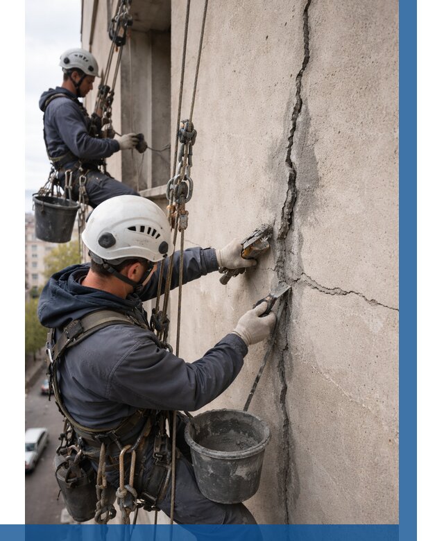 Заделка трещин на фасаде в Лениногорске от 929 р. | ВЫСОТНИК-Лнр