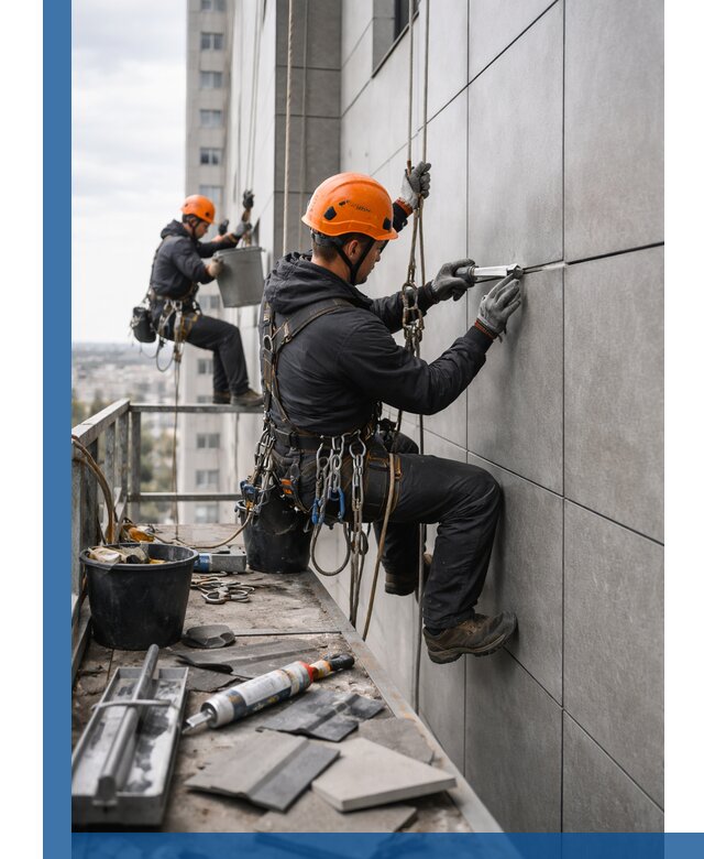 Профессиональный ремонт фасада из керамогранита в Лениногорске