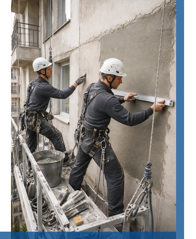 Штукатурка фасада на высоте в Лениногорске от 929 р. | ВЫСОТНИК-Лнр