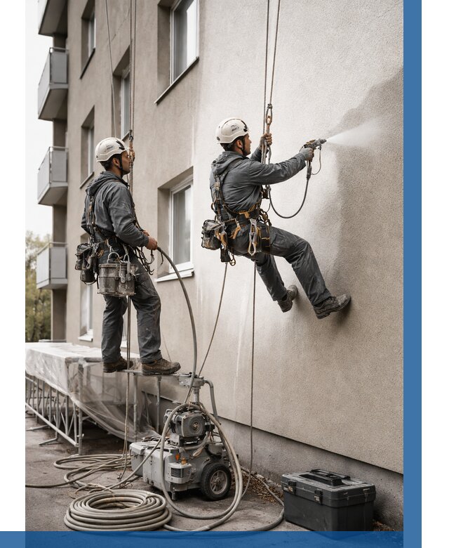 Безвоздушная покраска фасада в Лениногорске от 227 р/м² | ВЫСОТНИК-Лнр