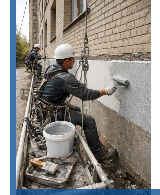 Окраска цоколя здания в Лениногорске профессионально и надежно
