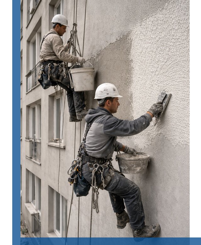 Нанесение декоративной штукатурки короед на фасад в Лениногорске