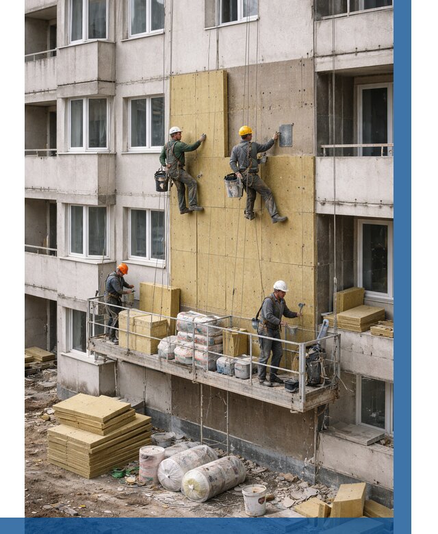 Утепление фасада минватой в Лениногорске от 1548 р. | ВЫСОТНИК-Лнр