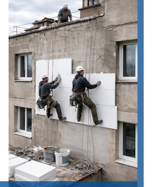 Утепление фасада пенополистиролом в Лениногорске от 1858 р. | ВЫСОТНИК-Лнр