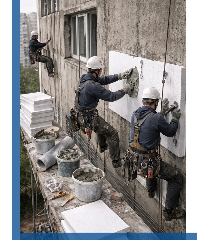 Утепление фасада пенополистиролом в Лениногорске под ключ