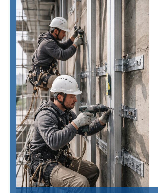 Монтаж и крепление подсистемы вентфасада в Лениногорске