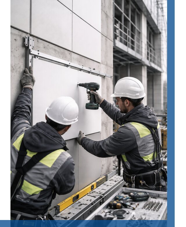 Монтаж композитных панелей фасада в Лениногорске от 2580 р. | ВЫСОТНИК-Лнр