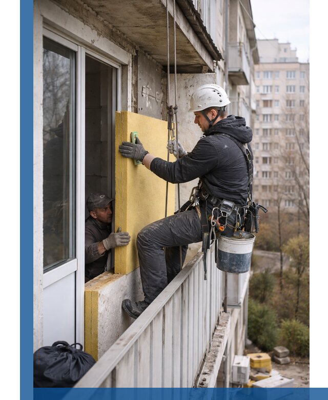 Профессиональное утепление балкона снаружи в Лениногорске под ключ