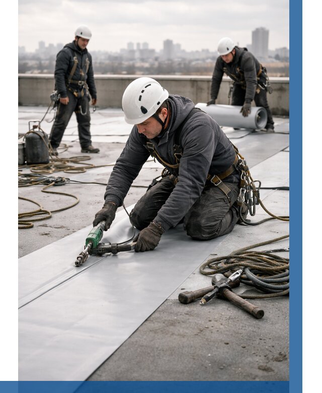 Ремонт мембранной кровли в Лениногорске от 1858 р./м2 | ВЫСОТНИК-Лнр