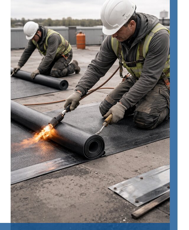 Монтаж наплавляемой кровли в Лениногорске от 877 р. — ВЫСОТНИК-Лнр