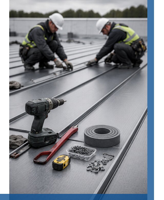 Монтаж фальцевой кровли в Лениногорске от 1858 р. | ВЫСОТНИК-Лнр