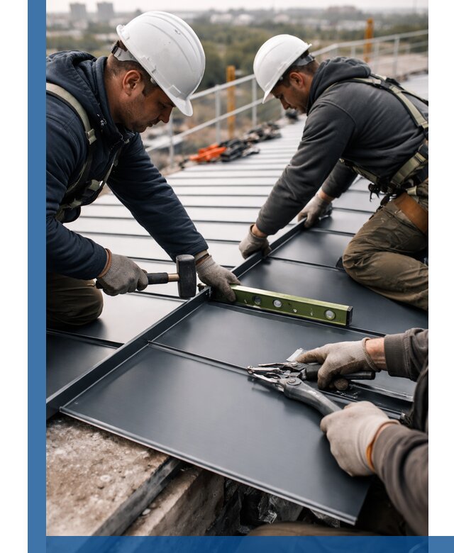 Монтаж фальцевой кровли в Лениногорске для промышленных зданий