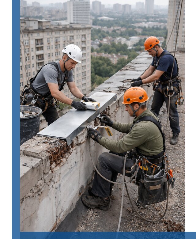 Ремонт парапета на кровле в Лениногорске, высотные работы с гарантией