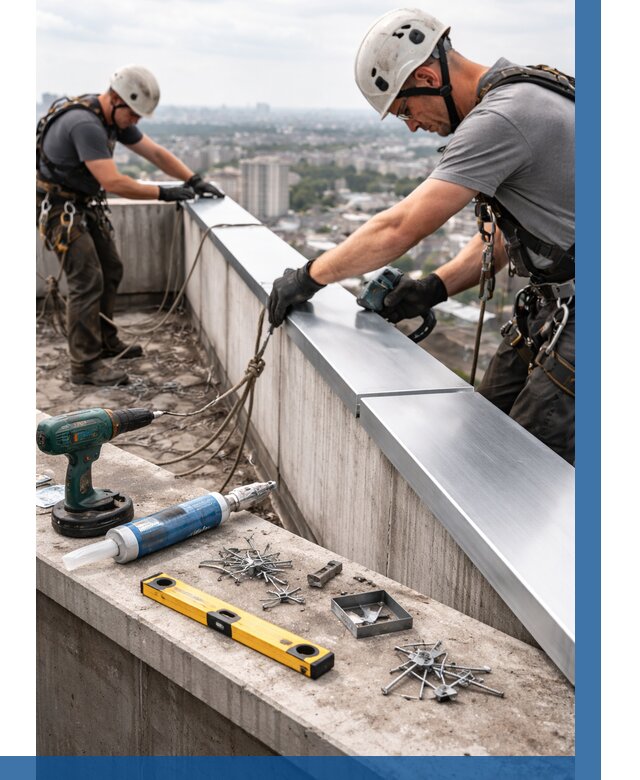 Монтаж парапетных крышек в Лениногорске от 826 р. | ВЫСОТНИК-Лнр