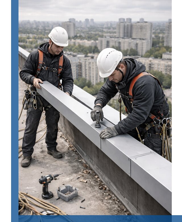 Монтаж парапетных крышек и ограждений кровли в Лениногорске