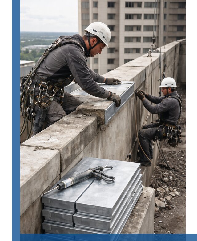 Замена парапетных крышек и установка новых в Лениногорске