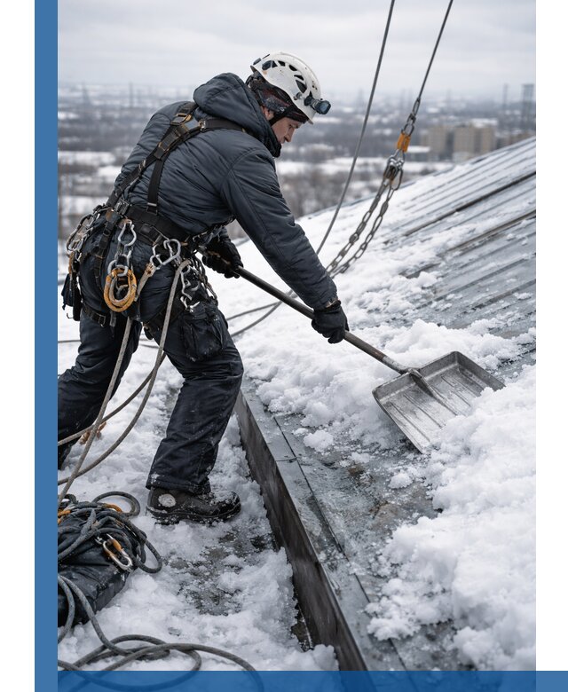 Профессиональная очистка кровли от снега и наледи в Лениногорске
