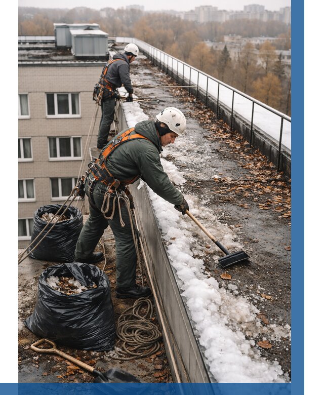 Очистка кровли по периметру в Лениногорске от 568 р. | ВЫСОТНИК-Лнр