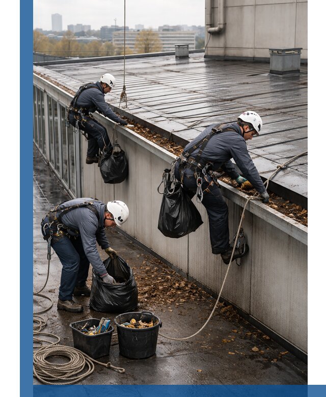 Очистка кровли по периметру в Лениногорске силами промышленных альпинистов