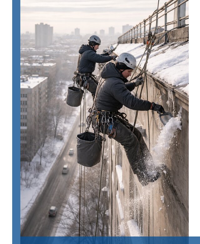 Очистка карнизов от снега в Лениногорске профессионально и безопасно