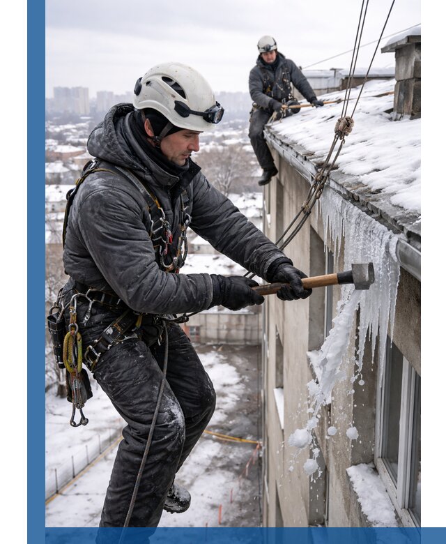 Сбивание и удаление сосулек с крыши в Лениногорске безопасно
