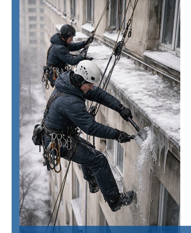 Удаление наледи и сосулек с карнизов в Лениногорске профессионально