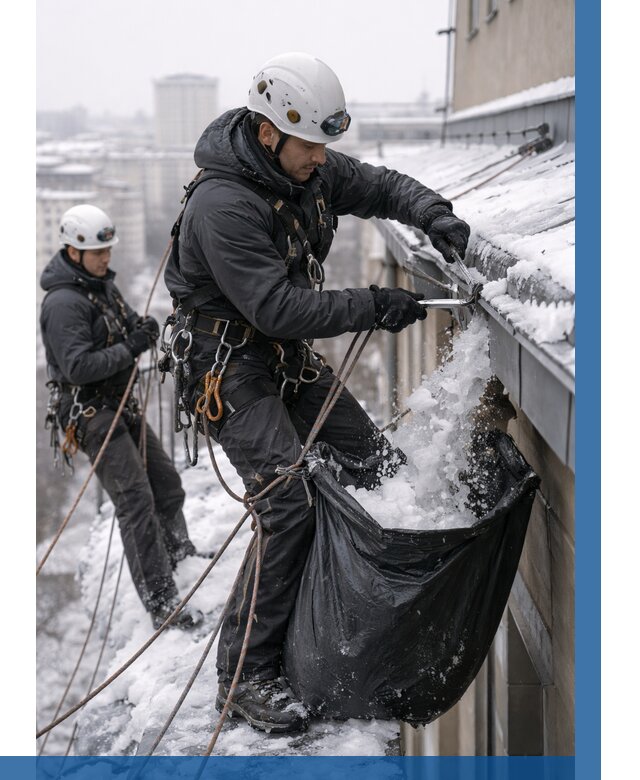 Аварийная очистка крыши в Лениногорске под ключ от 310 р. | ВЫСОТНИК-Лнр