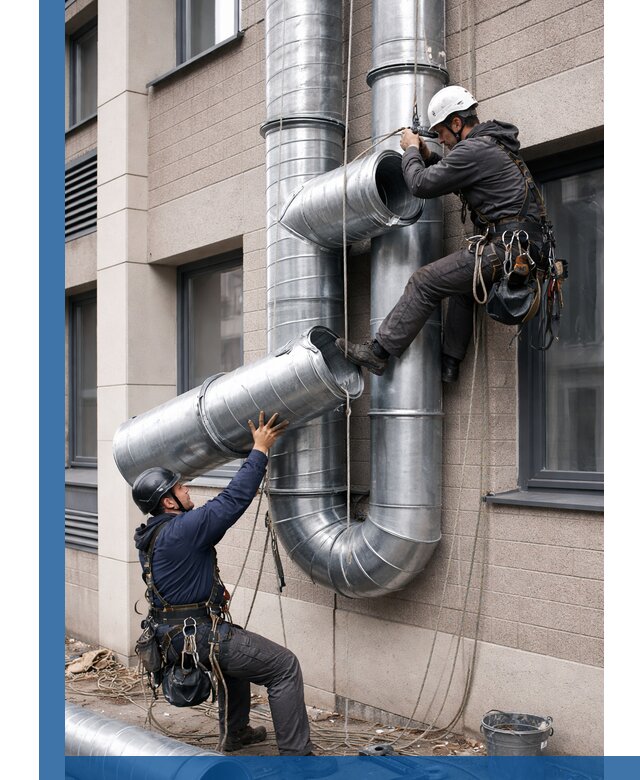 Монтаж фасадных воздуховодов в Лениногорске с герметизацией и крепежом