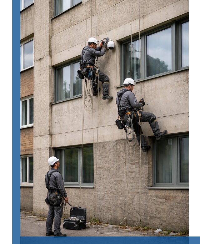 Монтаж фасадных камер видеонаблюдения в Лениногорске под ключ
