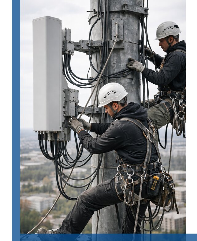 Монтаж оборудования связи на мачте в Лениногорске с пусконаладкой