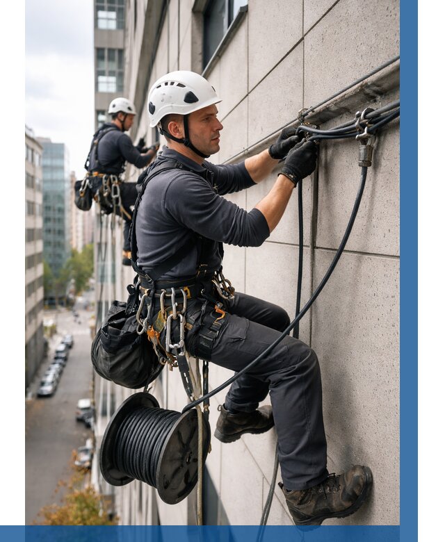 Прокладка кабеля по фасаду в Лениногорске от 361 р. | ВЫСОТНИК-Лнр