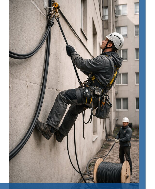 Протяжка кабеля питания на высоте в Лениногорске от 464 р. | ВЫСОТНИК-Лнр