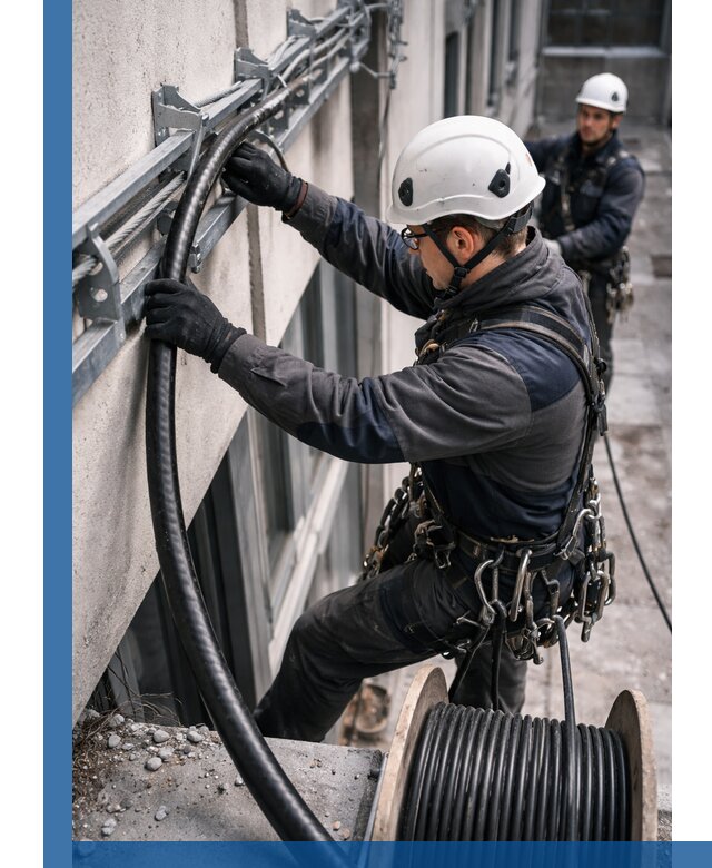 Протяжка кабеля питания на высоте в Лениногорске с гарантией безопасности и качества