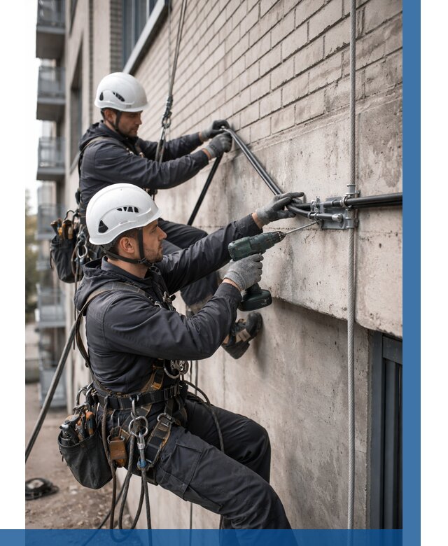 Крепление кабеля на фасаде в Лениногорске от 361 р. | ВЫСОТНИК-Лнр