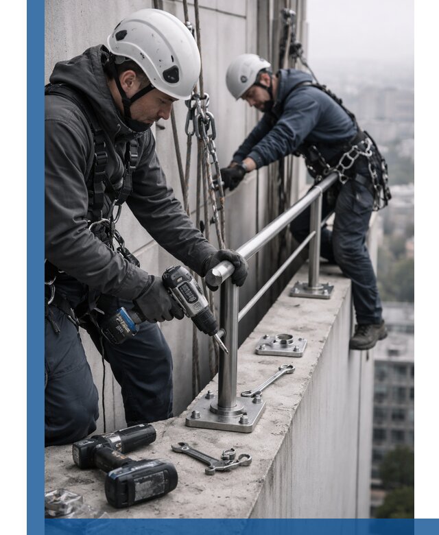 Монтаж перил на высоте в Лениногорске для жилых и промобъектов