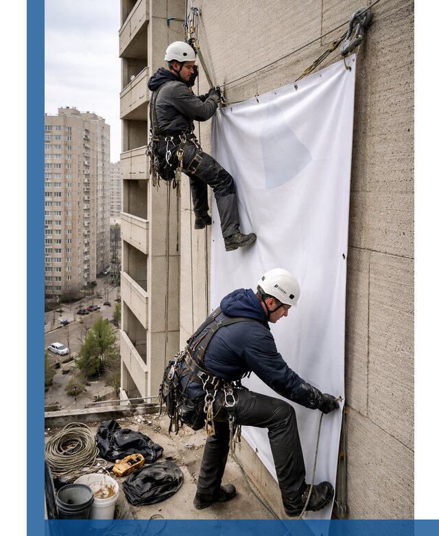 Профессиональный монтаж баннеров на фасаде в Лениногорске