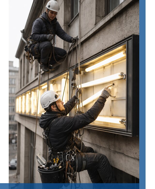 Замена ламп в вывеске в Лениногорске под ключ от 3612 р. | ВЫСОТНИК-Лнр