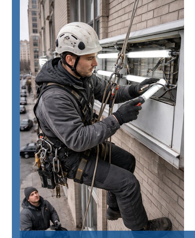 Профессиональная замена ламп в наружной вывеске в Лениногорске