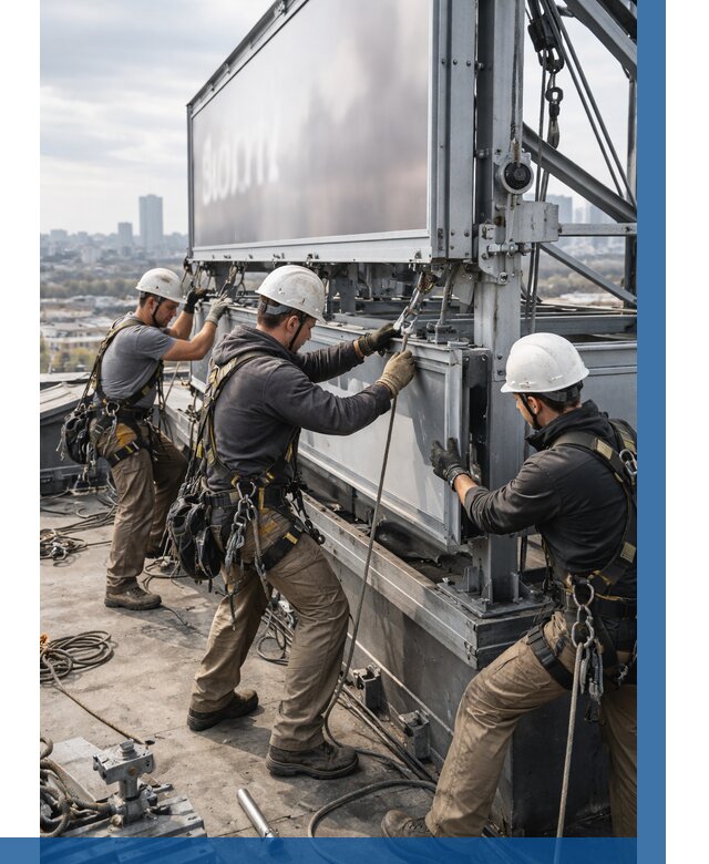 Монтаж крышной рекламной конструкции в Лениногорске от 61920 р.|ВЫСОТНИК-Лнр