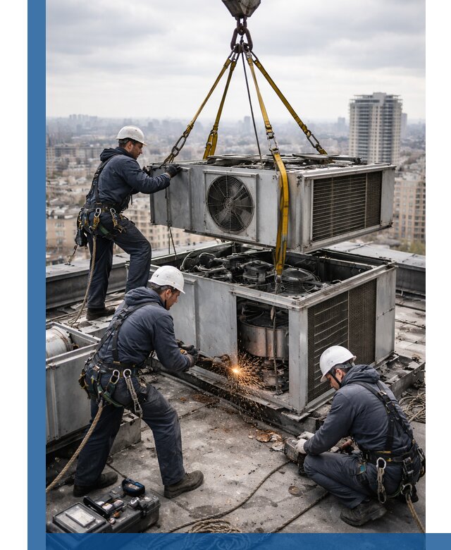 Демонтаж крышной установки в Лениногорске любой сложности