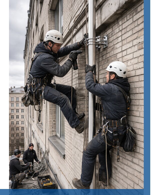 Монтаж флагштока на здании в Лениногорске от 6708 р. | ВЫСОТНИК-Лнр