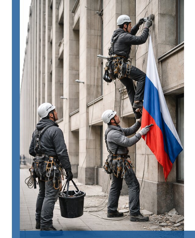 Профессиональная установка флагов на фасаде в Лениногорске