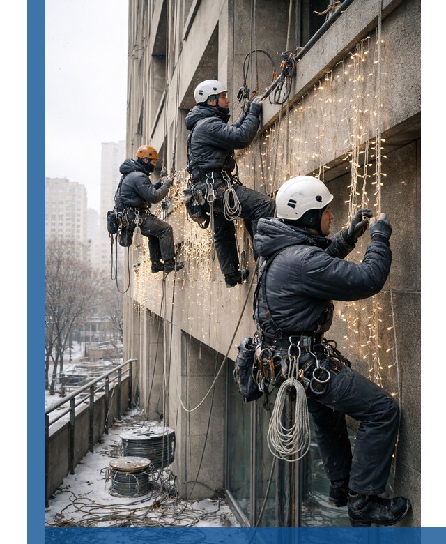 Монтаж новогодней иллюминации и украшение фасадов в Лениногорске