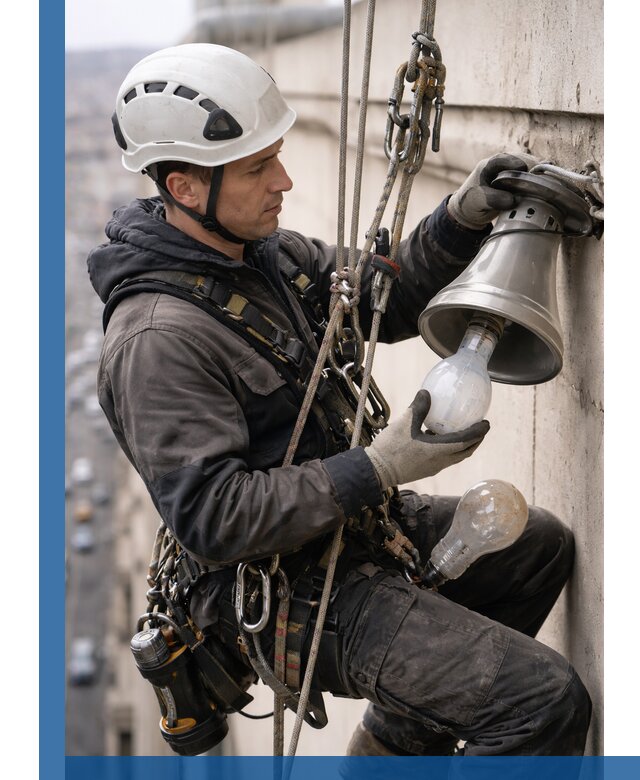 Замена ламп на высоте в Лениногорске профессионально и быстро