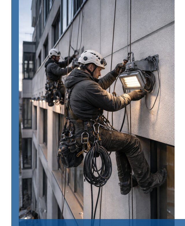 Монтаж фасадного освещения в Лениногорске установка и подключение