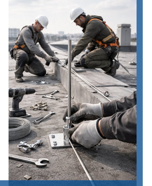 Монтаж молниезащиты на кровле в Лениногорске цена от 25800 р. | ВЫСОТНИК-Лнр